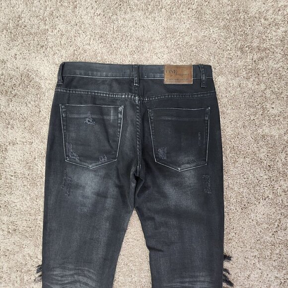 One X OneTeaspoon Free People Awesome Baggies Washed Black Destroyed Jeans 25 - Picture 8 of 9